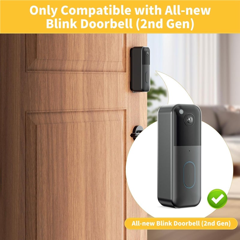 Mamerry Anti-Theft Blink Doorbell Mount: No Front Cover No Drilling Mount Only for All-New Blink Doorbell Camera(2nd Gen), Doorbell Bracket Holder for Rental Apartment Home(Black) - Image 2